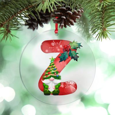 Christmas Gnomes Santa Christmas Initial Ornaments Monogram Letter Z Christmas Tree Ornaments Clear Acrylic Personalized Christmas Ornaments 2022 Novelty Keepsake Christmas Decor