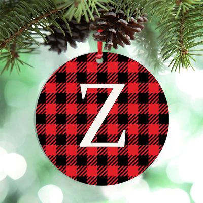 Monogram Initial Letter Z Personalized Christmas Ornaments 2022 Buffalo Plaid Check Ornaments for Christmas Trees Acrylic Christmas Ornaments Keepsake Gifts for Holiday Souvenir Wedding Birthday