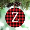 Monogram Initial Letter Z Personalized Christmas Ornaments 2022 Buffalo Plaid Check Ornaments for Christmas Trees Acrylic Christmas Ornaments Keepsake Gifts for Holiday Souvenir Wedding Birthday view 1