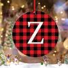 Monogram Initial Letter Z Personalized Christmas Ornaments 2022 Buffalo Plaid Check Ornaments for Christmas Trees Acrylic Christmas Ornaments Keepsake Gifts for Holiday Souvenir Wedding Birthday view 2