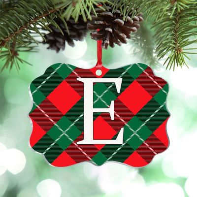 Christmas Ornaments 2022 Monogram Initial Letter E Ornaments for Christmas Trees Green Red Buffalo Plaid Personalized Christmas Ornaments Holiday Keepsake Gifts for Mom Bridesmaid Bridal Shower
