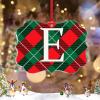 Christmas Ornaments 2022 Monogram Initial Letter E Ornaments for Christmas Trees Green Red Buffalo Plaid Personalized Christmas Ornaments Holiday Keepsake Gifts for Mom Bridesmaid Bridal Shower view 2