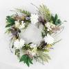 24-inch Olive Wreath Green French Country Fabric Rattan Unlit view 1