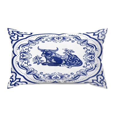 Chinoiserie Blue And White Porcelain Lumbar Throw Pillow Covers 12x20 Canvas Pillow Case Vintage Chinese Style Oriental Floral Pattern Cushion Covers Farmhouse for Couch Living Room Holiday Decor