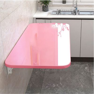 FERFXN Folding Wall-Mounted Drop-Leaf Table Wall Mounted Table Wall Mounted Desk Wall Mounted Folding Table Small Spaces Wall Mounted Table for Study/Bedroom 60x40cm/24x16in Pink