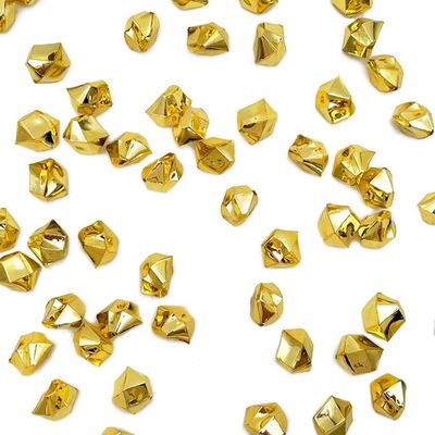 LYFJXX Fake Ice, 16 * 22mm 250 PCS, Golden Acrylic Ice Rocks, Acrylic Ice Cubes Clear Rocks Fake Diamonds Clear Acrylic Vase Filler