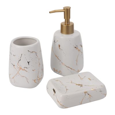 3pcs Bathroom Elegant Toothbrush Holder Soap Dish Lotion Dispenser for Stylish Bathroom Decor Glossy Finish for Home Wedding
