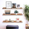 AZSKY Picture Ledge Shelf Floating Shelves for Photo Frames Kids Book Shelves Wall Mounted Burnt Display Shelf Wooden Frame Ledge 48 Inches Set of 3 Bathroom Organizer Shelves view 2