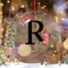 Santa Claus Gnomes Christmas Initial Ornaments Monogram Letter R Ornaments for Christmas Trees Clear Acrylic Personalized Christmas Ornaments 2022 Novelty Keepsake Christmas Decor view 1