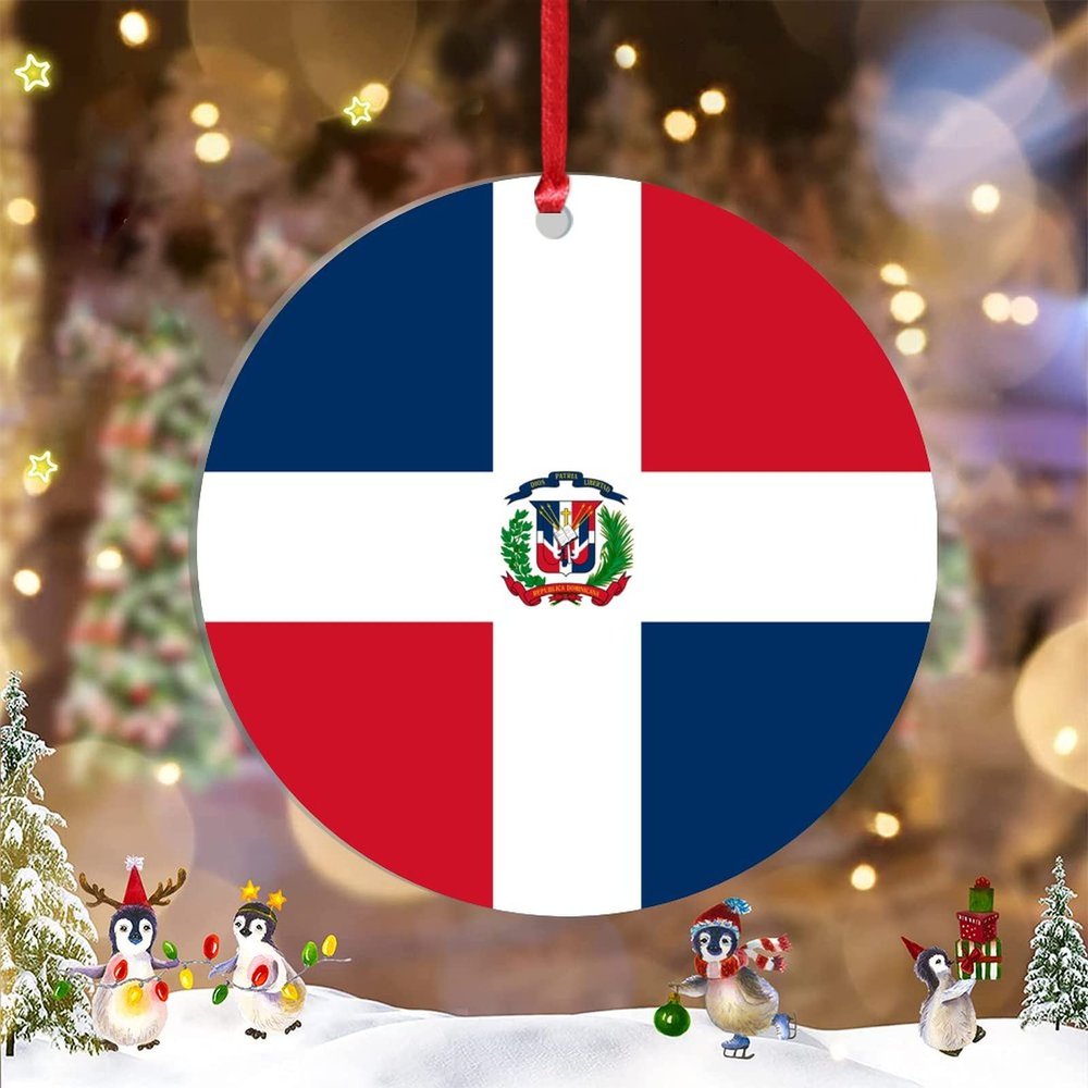 Christmas Ornaments 2022 Dominican Republic Flag Christmas Decorations for Tree Dominican Republic Country City Souvenir Patriotic Personalized Christmas Ornaments Christmas Keepsake New Year Gifts