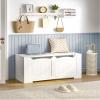 Hzuaneri 39.4" Storage Chest, Storage Bench Trunk with 2 Hinges, Wooden Box, Lift-Top Chest Organizer, Shoe Bench for Entryway, Bedroom, Living Room, White 01003XSB view 4