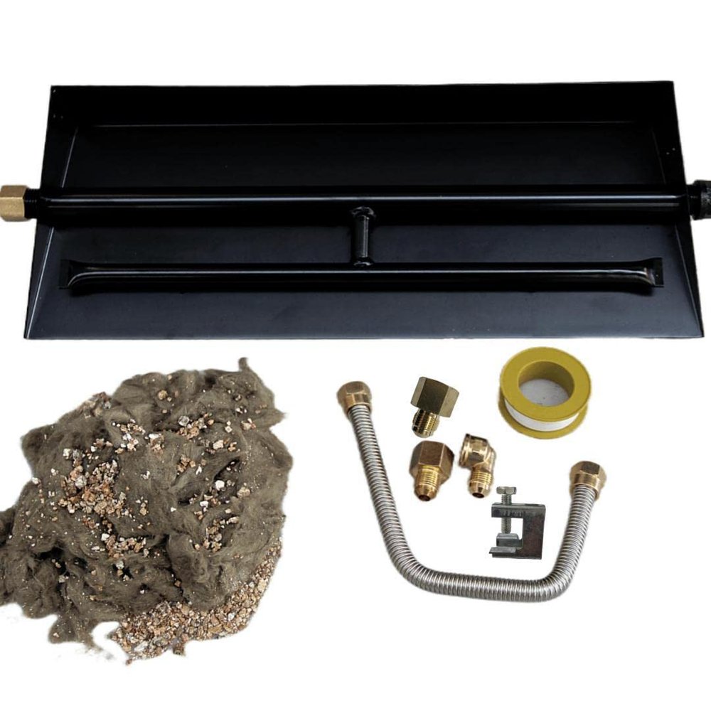 Americangaslos 15"-28" Burner Pan for Gas Fireplace Gas Fireplace Burner Gas fire pits Gas Logs Natural Gas and Propane Burner(18 Inch Two Pipe) Appearance Patent Applied