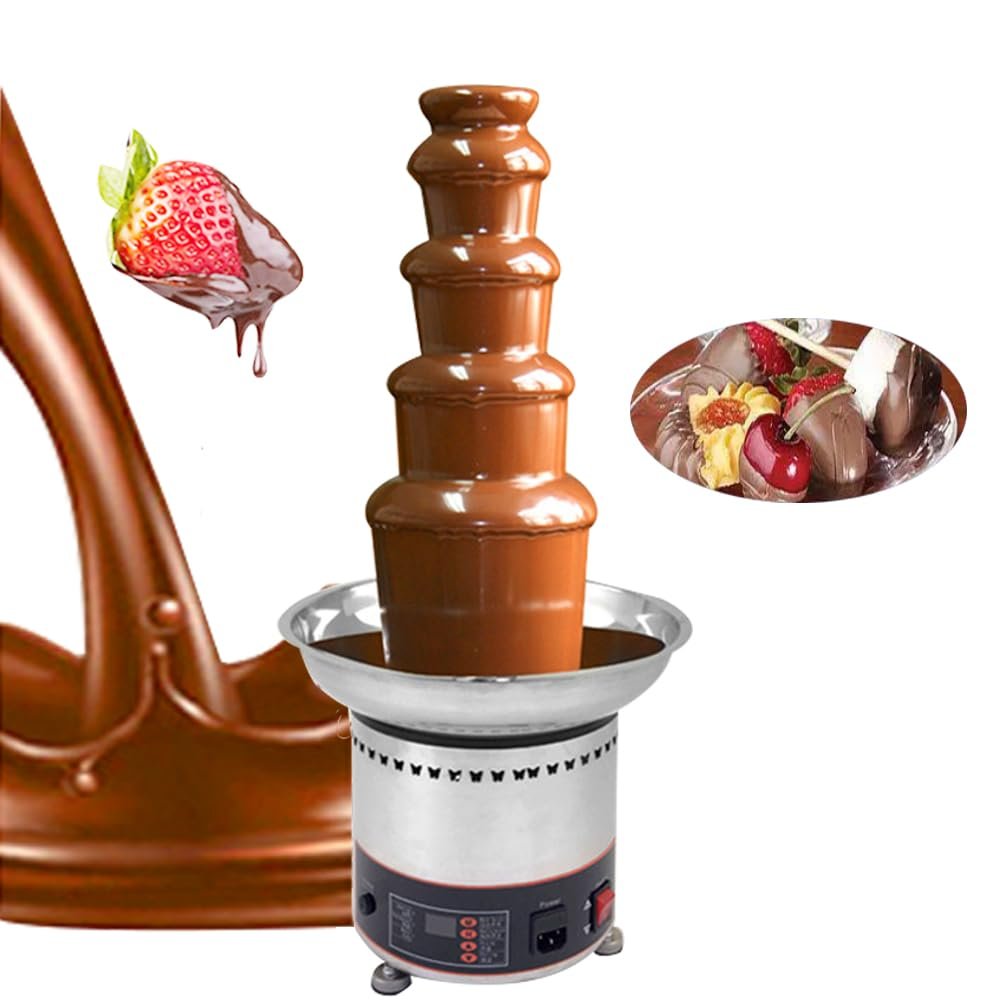 EQCOTWEA Chocolate Fondue Fountain for Party 5 Tiers Commercial Stainless Steel Chocolate Melting Machine 8.8LB (4KG) Capacity Melting Chocolate Waterfall Machine for Wedding Birthday Party