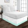 Kings Loft Pom Pom Two Tone BedSkirt 100% Egyptian Cotton 1000 Thread Count, Top-Knot Tassle White Pompom Fringe Solid Pattern, 21 Inch Drop Twin XL Size, White/Aqua Blue Solid view 1