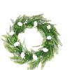 Artificial Plant Wreath Greenery Leaves Wreath Front Door Wreath Photo Prop for Outdoor Indoor Wedding Farmhouse Wall Window Home Decor - Green and White view 3