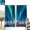 Aurora Curtains Nature Landscape Phenomena Extremely Cold Region Snow Mountain Rod Pocket Blackout Window Drapes 2 Panels Set for Bedroom Living Room Decor 52x84in view 3