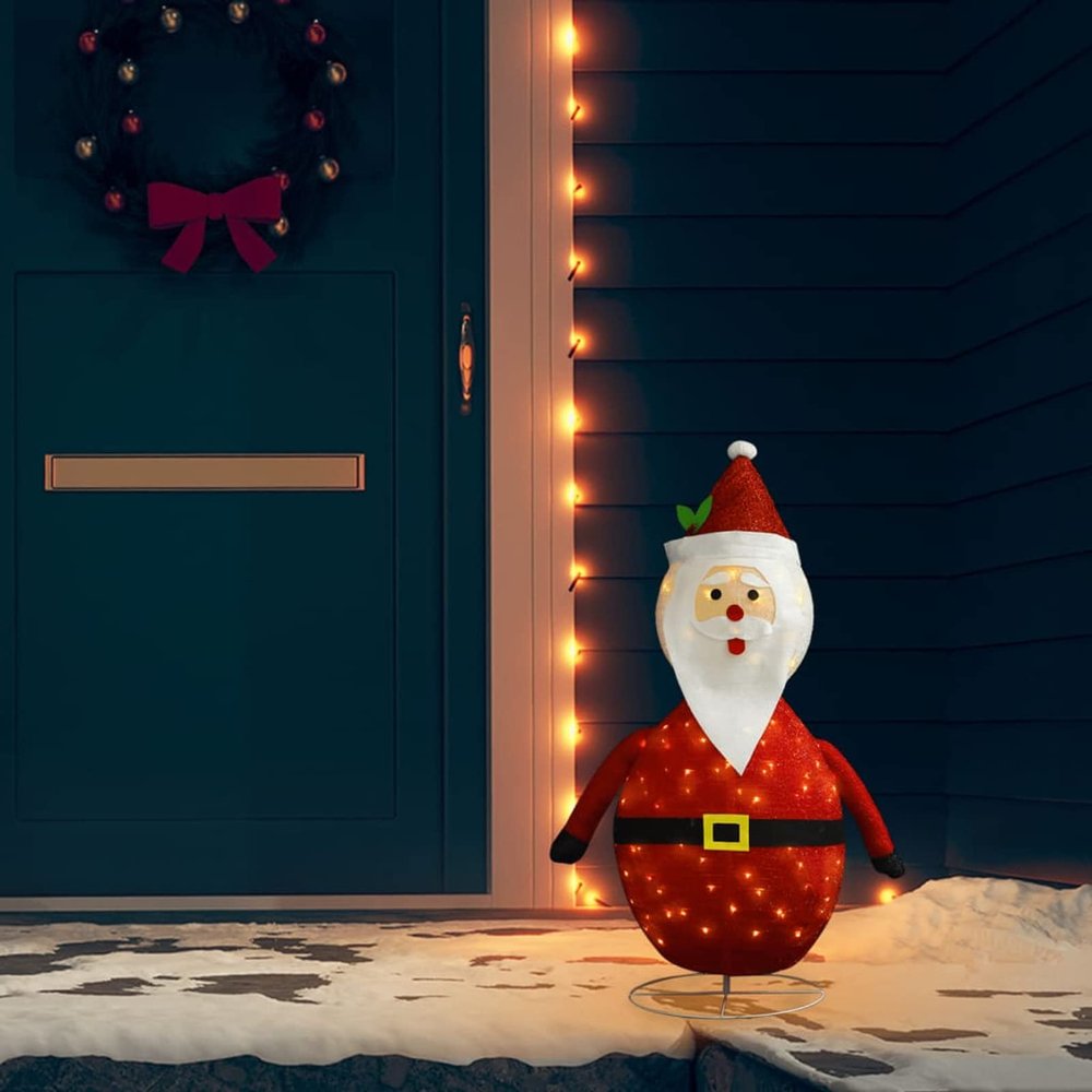 Gecheer Santa Claus Figure, Large Red Fabric Steel Decorative with LED Lights, 35.4 Inch for Indoor Outdoor Christmas Decor