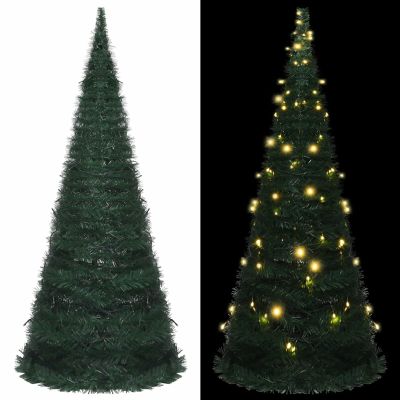 Gecheer Pop-up Christmas Tree, 7 ft Collapsible Green PVC Artificial Tree with LED Lights for Indoor Outdoor Holiday Decoration