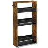 TEAMIX 4 Tier Slim Storage Cart with Handle, Slide Out Storage Rolling Utility Cart Mobile Shelving Unit Organizer Trolley for Small Spaces Kitchen Laundry Narrow Places view 1