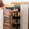TEAMIX 4 Tier Slim Storage Cart with Handle, Slide Out Storage Rolling Utility Cart Mobile Shelving Unit Organizer Trolley for Small Spaces Kitchen Laundry Narrow Places view 2