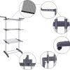 EQHAIR Clothes Drying Rack Folding Clothes Rail 3 Tier Clothes Rack Stainless Steel Laundry Garment Dryer Stand with Two Side Wings Grey, Sturdy and Easy Assembly (A) view 2
