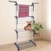 EQHAIR Clothes Drying Rack Folding Clothes Rail 3 Tier Clothes Rack Stainless Steel Laundry Garment Dryer Stand with Two Side Wings Grey, Sturdy and Easy Assembly (A) view 3