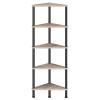 HOOBRO Corner Shelf Stand, Industrial 5-Tier Corner Bookshelf with Metal Frame, Corner Shelf Stand Display Plant Flower, Corner Bookcase for Small Spaces, Living Room, Greige and Black BG33CJ01 view 1