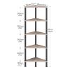 HOOBRO Corner Shelf Stand, Industrial 5-Tier Corner Bookshelf with Metal Frame, Corner Shelf Stand Display Plant Flower, Corner Bookcase for Small Spaces, Living Room, Greige and Black BG33CJ01 view 3