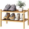kiplant Small Shoe Rack, 2-Tier Bamboo Wood Shoe Rack for Entryway, Stackable Shoe Organizer for Hallway Closet, Free Standing Shoe Racks for Indoor & Outdoor view 1