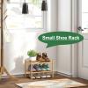 kiplant Small Shoe Rack, 2-Tier Bamboo Wood Shoe Rack for Entryway, Stackable Shoe Organizer for Hallway Closet, Free Standing Shoe Racks for Indoor & Outdoor view 3
