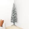 Gecheer Slim Artificial Half Christmas Tree, Green and White PVC Steel Stand, 70.9 Inch Space-Saving Design for Living Room or Office view 3