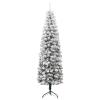 Gecheer Slim Artificial Half Christmas Tree, Green and White PVC Steel Stand, 70.9 Inch Space-Saving Design for Living Room or Office view 4