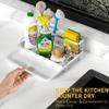 Cisily Kitchen Sink Caddy Organizer, Rustproof Non-Slip Soap Dish Dispenser Brush, Sponge Holder, Silver view 4