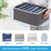 Baesyhom 6 Pcs Large Size Wardrobe Clothes Organizers 6 Grids for Pants, Jeans, Sweater, T-shirt, Dress Stackable Closet Drawer Organizer Storage Bin Container with Sturdy Handles, Dark Grey view 2