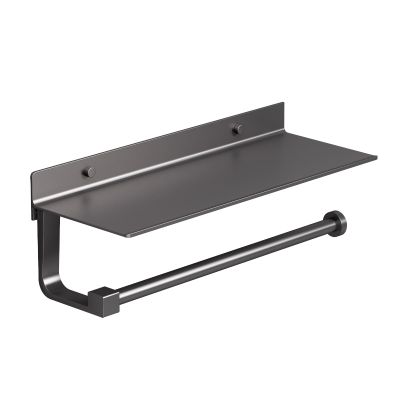 Danpoo Kitchen Paper Towel Holder with Shelf Wall Mount, Adhesive Hand Towel Holder for Bathroom, Matte Grey