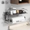 Danpoo Kitchen Paper Towel Holder with Shelf Wall Mount, Adhesive Hand Towel Holder for Bathroom, Matte Grey view 2