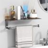 Danpoo Kitchen Paper Towel Holder with Shelf Wall Mount, Adhesive Hand Towel Holder for Bathroom, Matte Grey view 3