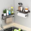 Danpoo Kitchen Paper Towel Holder with Shelf Wall Mount, Adhesive Hand Towel Holder for Bathroom, Matte Grey view 4
