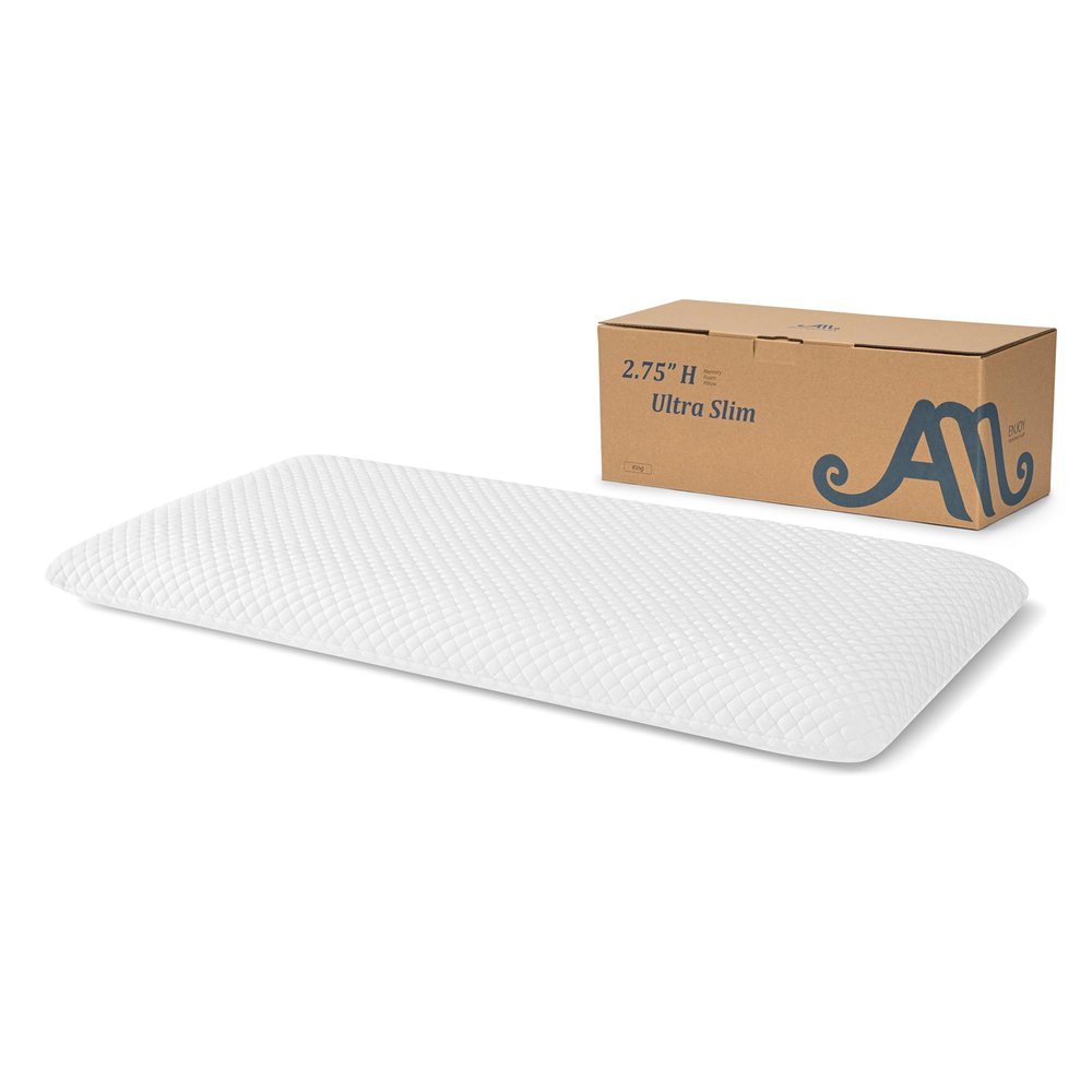 AM AEROMAX 2.75 Inches King Size Hyper Slim Memory Foam Pillow for Stomach and Back Sleepers - Thin, Flat Design for Cervical Neck Alignment and Deeper Sleep.