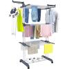 EQHAIR Laundry Room Dryer Rack, Clothes Drying Rack,Wall Mounted Clothes Hanger with Swing Arm, Foldable Floor Hanger Rack, Sturdy and Easy Assembly (A) view 2