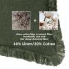 AmHoo Pack of 2 Linen Pillow Covers with Tassels Fringed Decorative Rustic Natural Throw Pillowcase Cushion for Couch Sofa Bedroom 20 x 20-Inch Green view 3
