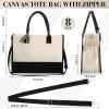 Aoriher 8 PCS Canvas Tote Bag with Shoulder Strap Zipper Opening Grocery Tote for Women Birthday Bridesmaid Gift Bag(Black) view 3