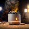 Bedroom Simulation Flame humidifier Scent Diffuser 2 Flame Color Essential Oil Scent Diffuser with no Water Automatic Shut Off Protection Flame humidifier for Home and Bedroom White ( Color : White ) view 3