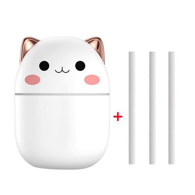 REJOON humidifier 200ml Air Humidifier Cute Kawaiil Aroma Diffuser with Night Light Cool Mist for Bedroom Home Car Plants Purifier Humificador Pink (Color : White)