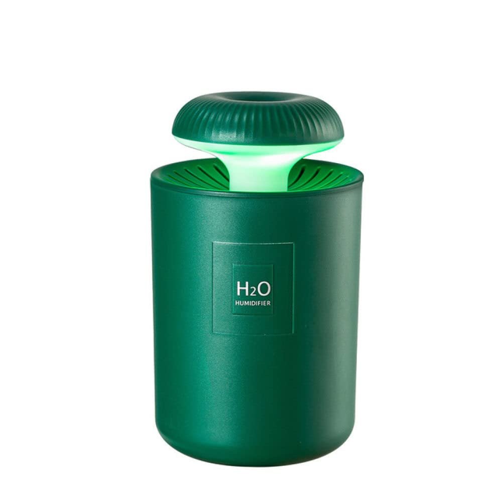 REJOON humidifier 450ML Mini Ultrasonic Air Humidifier Romantic Light USB Essential Oil Diffuser Car Purifier Aroma Anion Mist Maker with LED Lamp Light Green (Color : Green)
