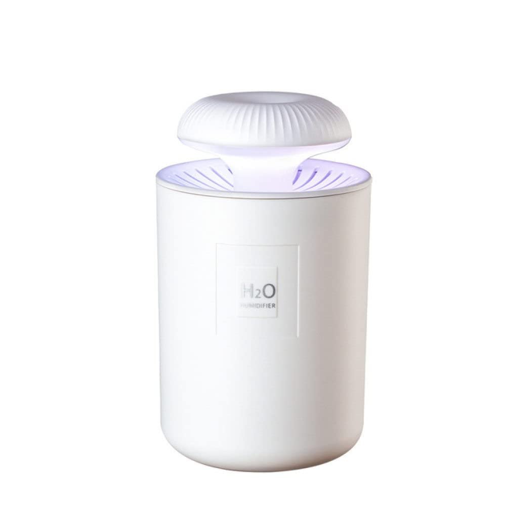 REJOON humidifier 450ML Mini Ultrasonic Air Humidifier Romantic Light USB Essential Oil Diffuser Car Purifier Aroma Anion Mist Maker with LED Lamp Light Green (Color : White)