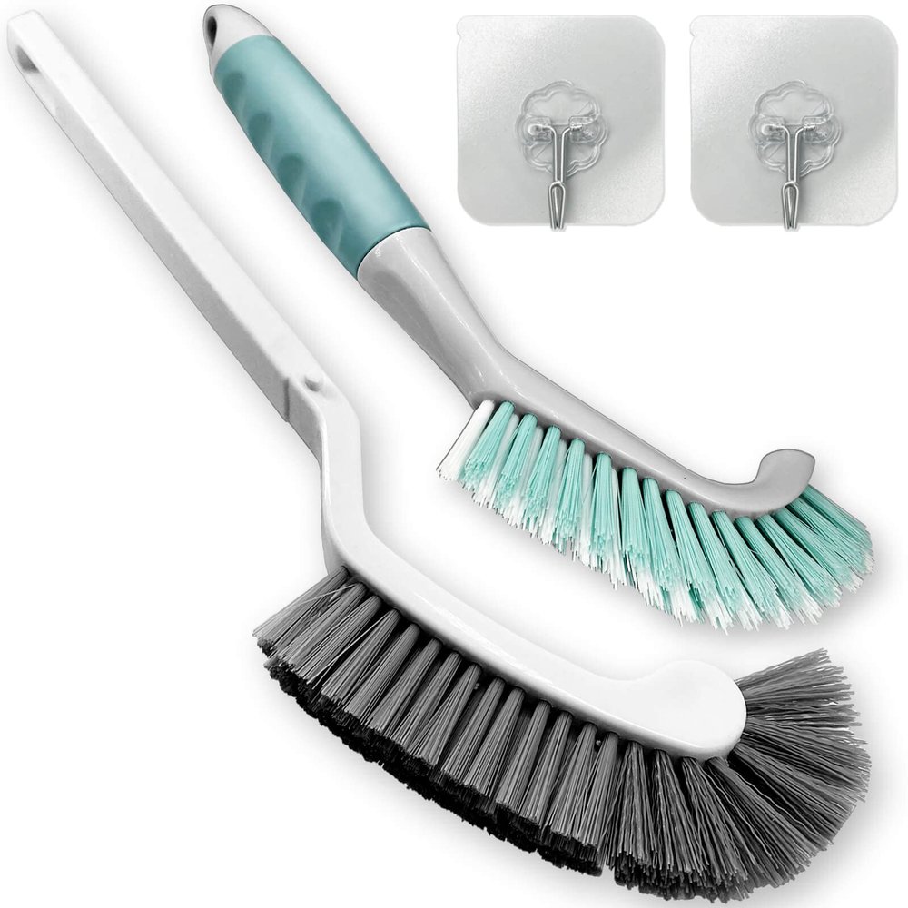 2Pcs Cleaning Brushes, Multi-Purpose Right Angle Brush Scrubbing Kitchen Bathroom Deep Cleaning Edge Corner Crevices Grout Scrub Dish Pot Sink Dishwasher Shower Washbasin for Household Use.