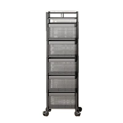 Fruit and Vegetable Storage Cart Floor-to-ceiling Multi-layer Kitchen Storage Shelf Rotating Basket Drawer Rolling Trolley Fruit and Vegetable Storage Rack Vegetable Basket Bins Rack ( Size : Square 5