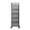 Fruit and Vegetable Storage Cart Floor-to-ceiling Multi-layer Kitchen Storage Shelf Rotating Basket Drawer Rolling Trolley Fruit and Vegetable Storage Rack Vegetable Basket Bins Rack ( Size : Square 5 view 1
