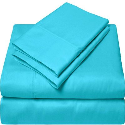 100% Egyptian Cotton 5 PCs Split Sheet Bed Linen Set,-800 Thread Count- Split King Sheets Sets for Adjustable Beds, Fits Mattress Upto 21'' Deep Pocketss(Aqua Blue Split Bedding Set)